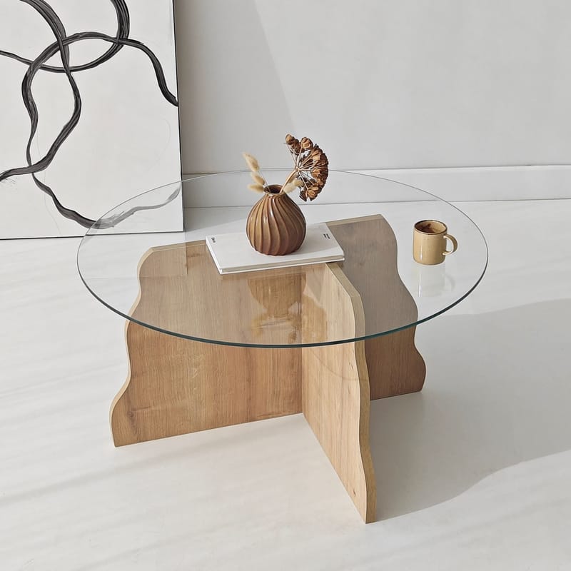 Fikret sohvapöytä 75 cm pyöreä lasi - Huonekalut - Pöytä & ruokailuryhmä - Sohvapöytä