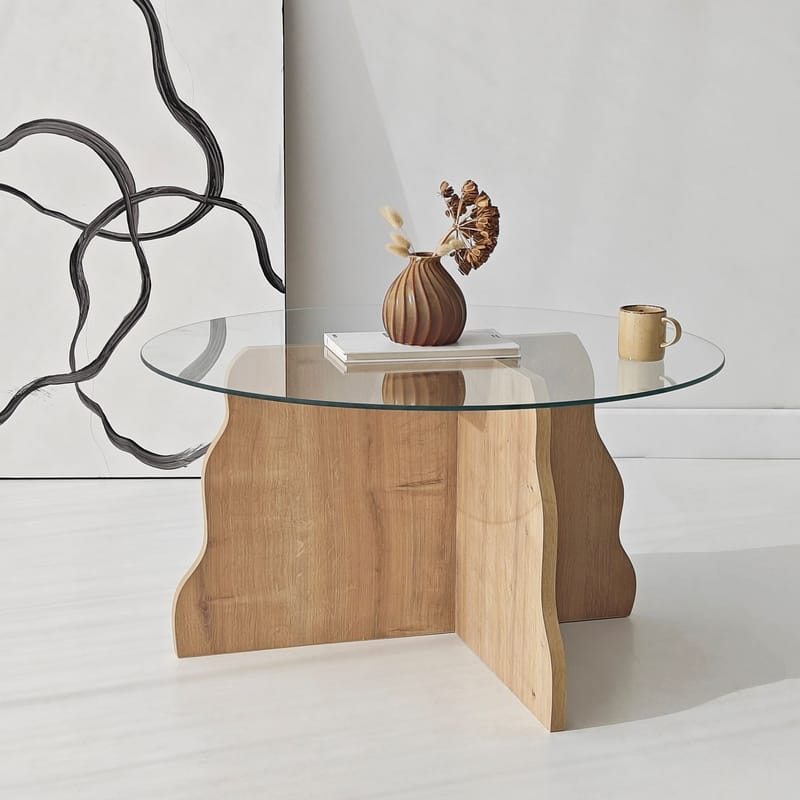 Fikret sohvapöytä 75 cm pyöreä lasi - Huonekalut - Pöytä & ruokailuryhmä - Sohvapöytä