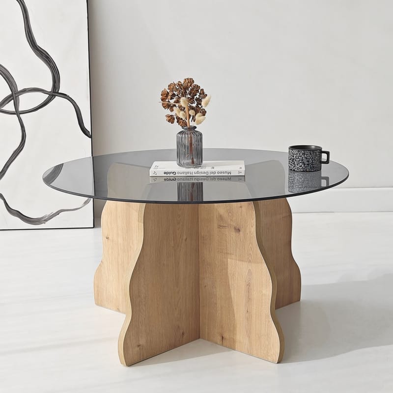 Fikret sohvapöytä 75 cm pyöreä lasi - Huonekalut - Pöytä & ruokailuryhmä - Sohvapöytä