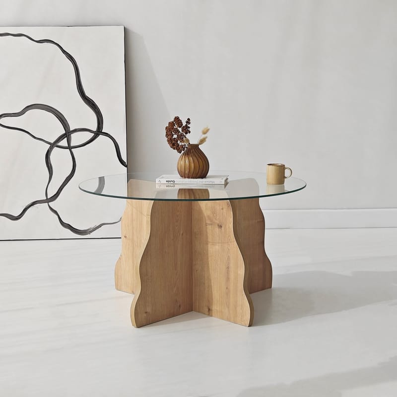 Fikret sohvapöytä 75 cm pyöreä lasi - Huonekalut - Pöytä & ruokailuryhmä - Sohvapöytä