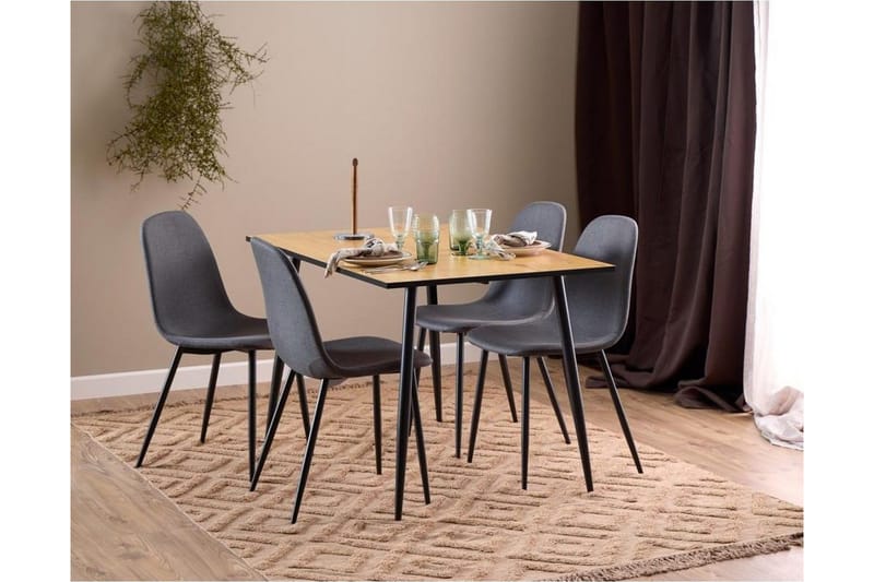Finola Ruokailuryhmä 120 Cm + 4 Salaman Ruokatuolia - Harmaa/Ruskea/Musta - Huonekalut - Pöytä & ruokailuryhmä - Ruokailuryhmä