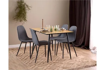 Finola Ruokailuryhmä 120 Cm + 4 Salaman Ruokatuolia - Harmaa/Ruskea/Musta - Huonekalut - Pöytä & ruokailuryhmä - Ruokailuryhmä
