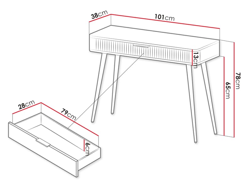 Forba-meikkipöytä 101 cm - valkoinen - Huonekalut - Pöytä & ruokailuryhmä - Meikki- & kampauspöydät