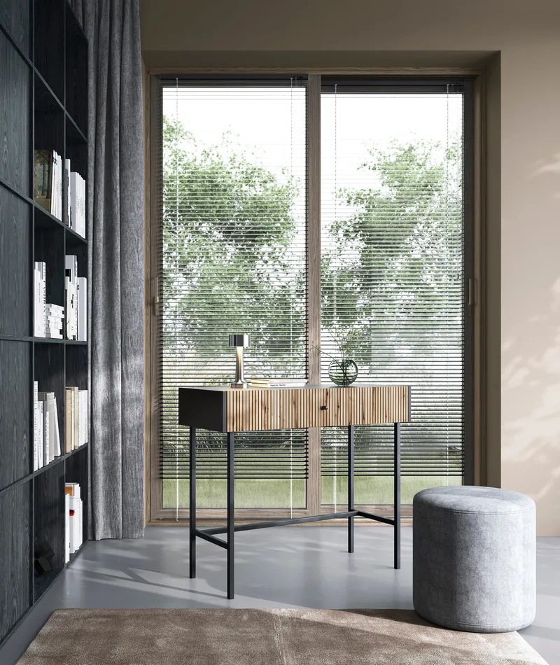 Francisca Peilipöytä 93 cm - Musta/Tammi - Huonekalut - Pöytä & ruokailuryhmä - Meikki- & kampauspöydät