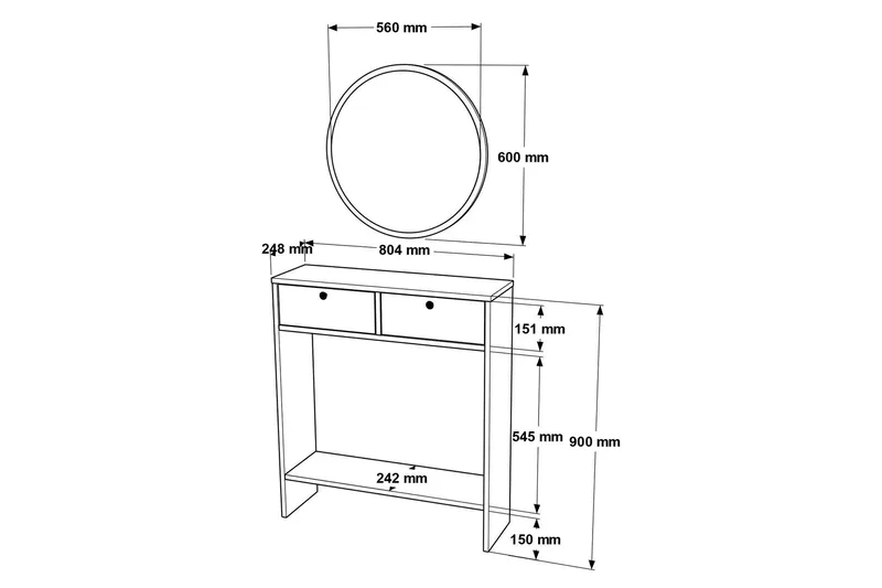 Franga Kampauspöytä - Huonekalut - Pöytä & ruokailuryhmä - Meikki- & kampauspöydät - Meikkipöytä peilillä