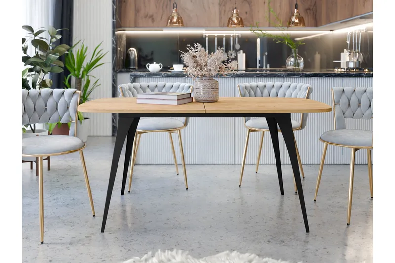 Fritzger ruokapöytä 198 cm - Musta/Beige - Huonekalut - Pöytä & ruokailuryhmä - Ruokapöydät & keittiön pöydät