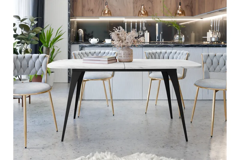 Fritzger ruokapöytä 198 cm - Musta/Valkoinen - Huonekalut - Pöytä & ruokailuryhmä - Ruokapöydät & keittiön pöydät
