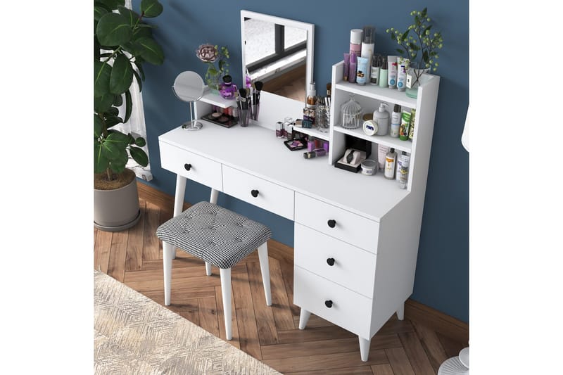 Fynnian Kampauspöytä 122,2 cm - Valkoinen - Huonekalut - Pöytä & ruokailuryhmä - Meikki- & kampauspöydät - Meikkipöytä peilillä