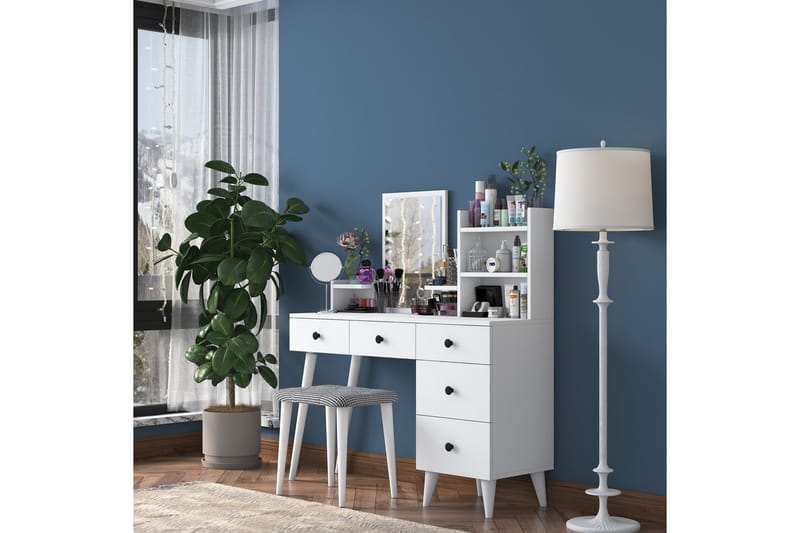 Fynnian Kampauspöytä 122,2 cm - Valkoinen - Huonekalut - Pöytä & ruokailuryhmä - Meikki- & kampauspöydät - Meikkipöytä peilillä