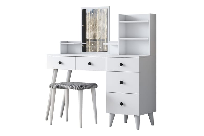 Fynnian Kampauspöytä 122,2 cm - Valkoinen - Huonekalut - Pöytä & ruokailuryhmä - Meikki- & kampauspöydät - Meikkipöytä peilillä
