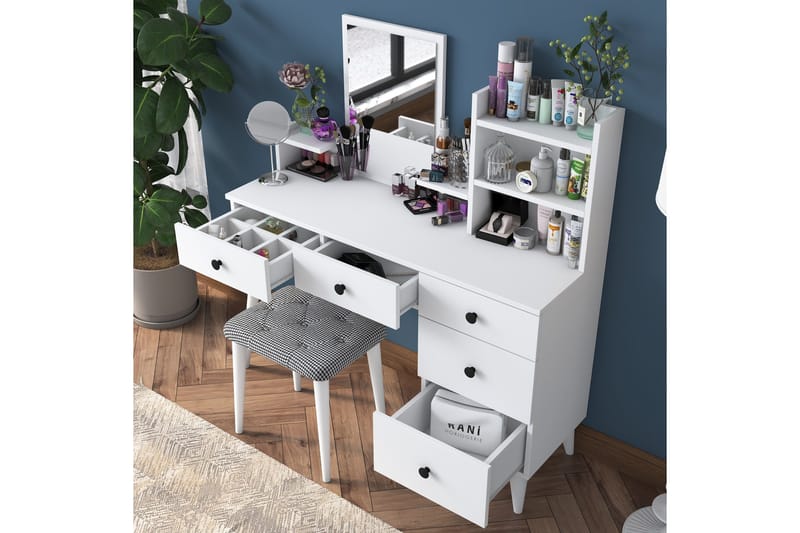 Fynnian Kampauspöytä 122,2 cm - Valkoinen - Huonekalut - Pöytä & ruokailuryhmä - Meikki- & kampauspöydät - Meikkipöytä peilillä