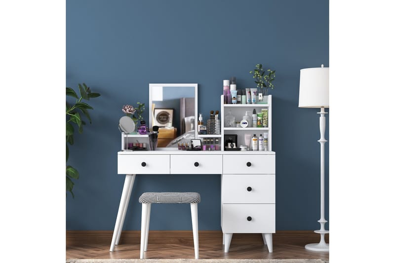 Fynnian Kampauspöytä 122,2 cm - Valkoinen - Huonekalut - Pöytä & ruokailuryhmä - Meikki- & kampauspöydät - Meikkipöytä peilillä