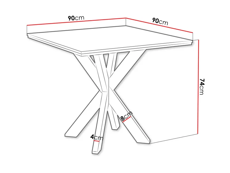 Fynrel Ruokapöytä 90 cm neliönmuotoinen - Musta/Harmaa - Huonekalut - Pöytä & ruokailuryhmä - Ruokapöydät & keittiön pöydät