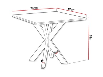 Fynrel Ruokapöytä 90 cm neliönmuotoinen - Musta/Harmaa - Huonekalut - Pöytä & ruokailuryhmä - Ruokapöydät & keittiön pöydät