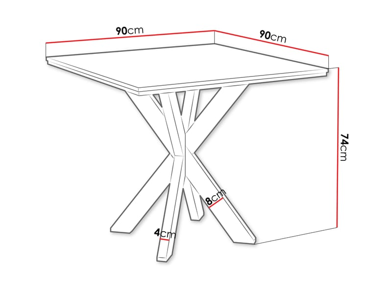 Fynrel Ruokapöytä 90 cm neliönmuotoinen - Musta/Ruskea - Huonekalut - Pöytä & ruokailuryhmä - Ruokapöydät & keittiön pöydät