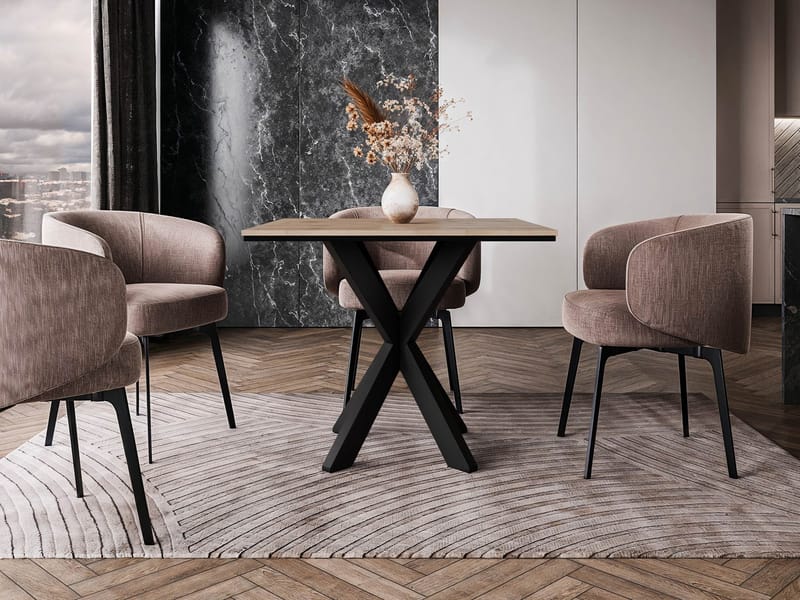 Fynrel Ruokapöytä 90 cm neliönmuotoinen - Musta/Ruskea - Huonekalut - Pöytä & ruokailuryhmä - Ruokapöydät & keittiön pöydät