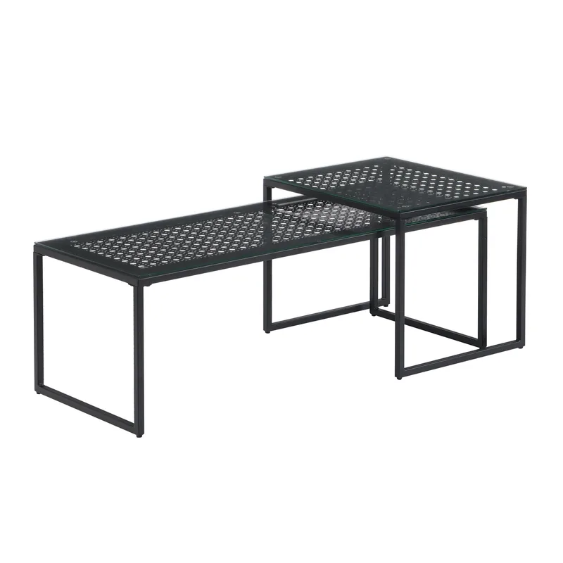 Galilo sarjapöytä 100 cm, 2 kpl, Läpinäkyvä ja mattamusta