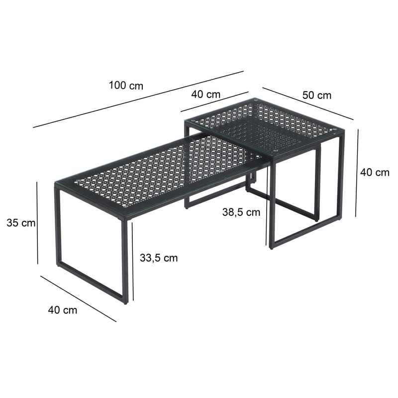 Galilo sarjapöytä 100 cm, 2 kpl - Läpinäkyvä ja mattamusta - Huonekalut - Pöytä & ruokailuryhmä - Sohvapöytä