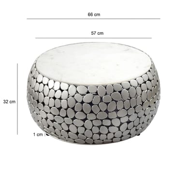 Galino sohvapöytä 66 cm - valkoinen ja hopea - Huonekalut - Pöytä & ruokailuryhmä - Marmoripöydät