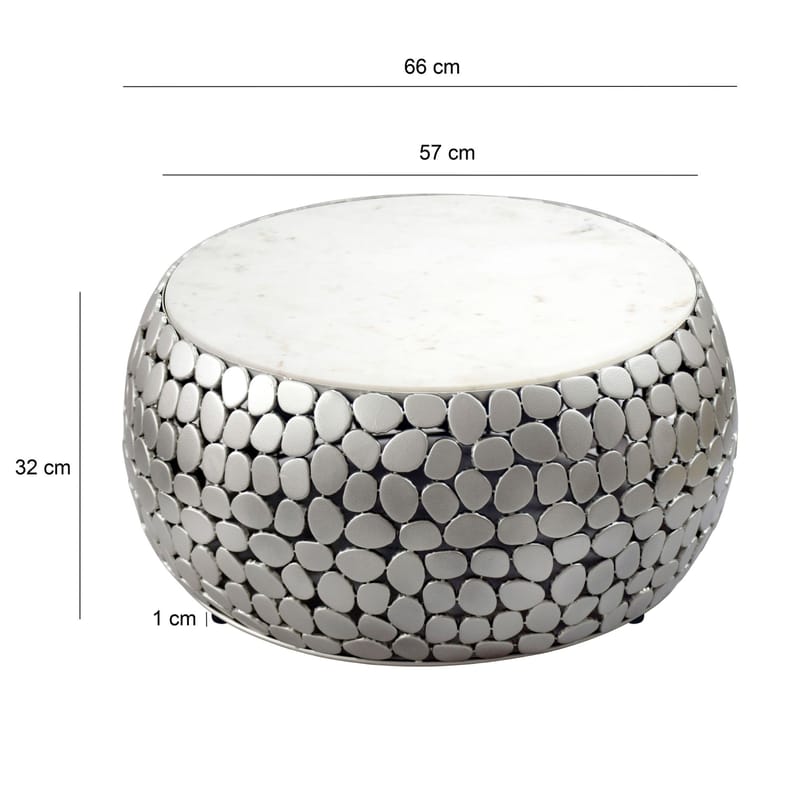 Galino sohvapöytä 66 cm - valkoinen ja hopea - Huonekalut - Pöytä & ruokailuryhmä - Marmoripöydät