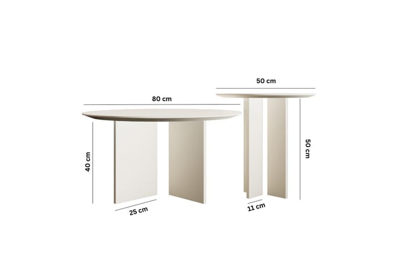 Glenure Sohvapöytä 80 cm - Kermanvalkoinen - Huonekalut - Pöytä & ruokailuryhmä - Sohvapöytä