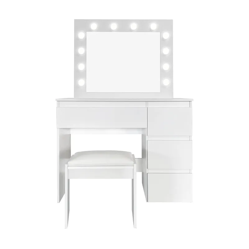 Glow Meikkipöytä 94 cm peilillä laatikoilla ja jakkaralla - LED-valaistus - Valkoinen - Huonekalut - Pöytä & ruokailuryhmä - Meikki- & kampauspöydät - Meikkipöytä valolla