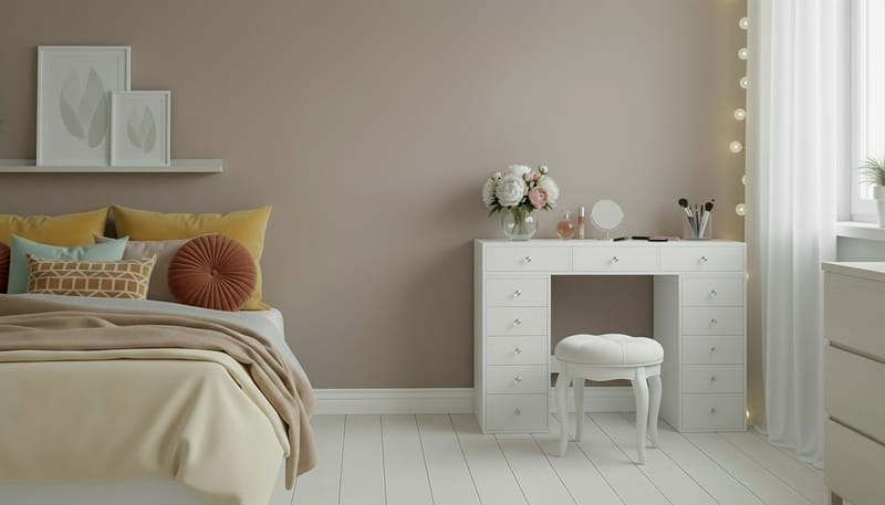 Glow Suuri meikkipöytä – Säilytys laatikoilla 120 cm - Valkoinen - Huonekalut - Pöytä & ruokailuryhmä - Meikki- & kampauspöydät