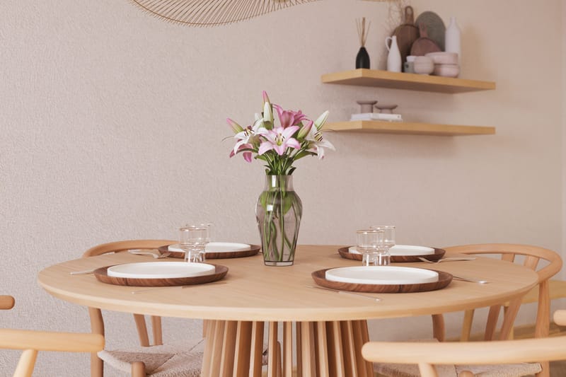 Gontas Ruokailuryhmä 120 cm Pyöreä Tammi ja 4 Dastoori Tuolia - Luonnonvärinen - Huonekalut - Pöytä & ruokailuryhmä - Ruokailuryhmä