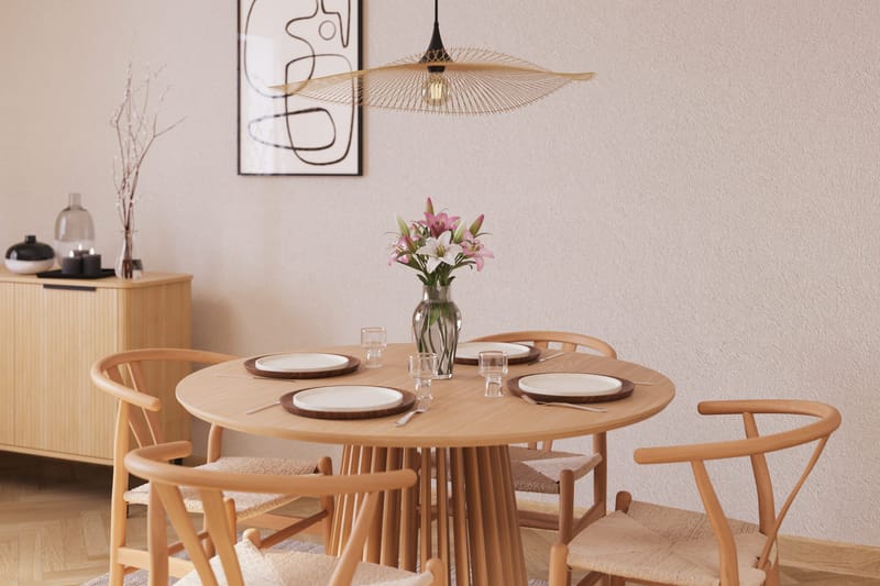 Gontas Ruokailuryhmä 120 cm Pyöreä Tammi ja 4 Dastoori Tuolia - Luonnonvärinen - Huonekalut - Pöytä & ruokailuryhmä - Ruokailuryhmä