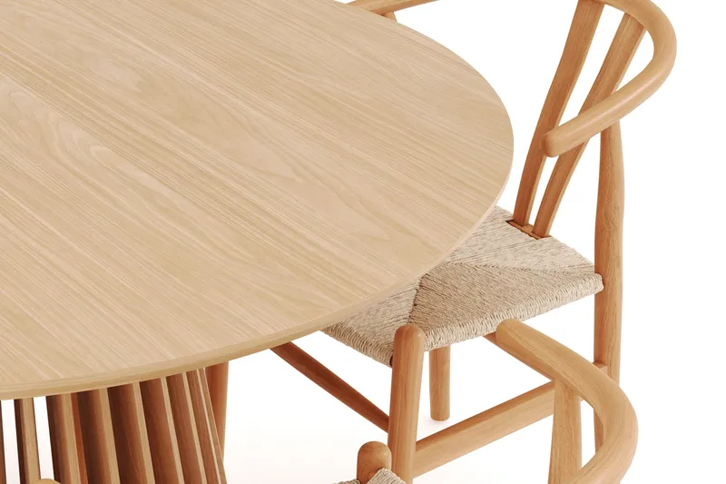 Gontas Ruokailuryhmä 120 cm Pyöreä Tammi ja 4 Dastoori Tuolia - Luonnonvärinen - Huonekalut - Pöytä & ruokailuryhmä - Ruokailuryhmä