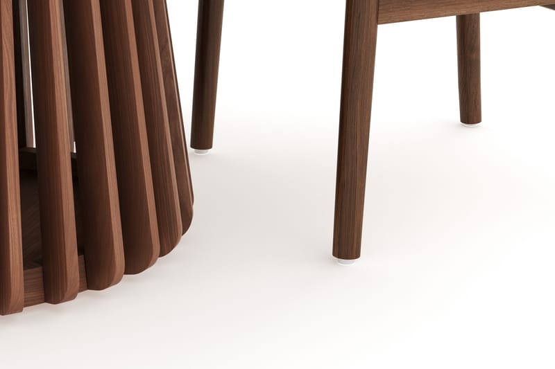 Gontas Ruokailuryhmä 120 cm Pyöreä ja 4 Dastoori Tuolia - Pähkinä - Huonekalut - Pöytä & ruokailuryhmä - Ruokailuryhmä