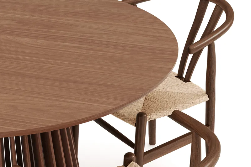 Gontas Ruokailuryhmä 120 cm Pyöreä ja 4 Dastoori Tuolia - Pähkinä - Huonekalut - Pöytä & ruokailuryhmä - Ruokailuryhmä
