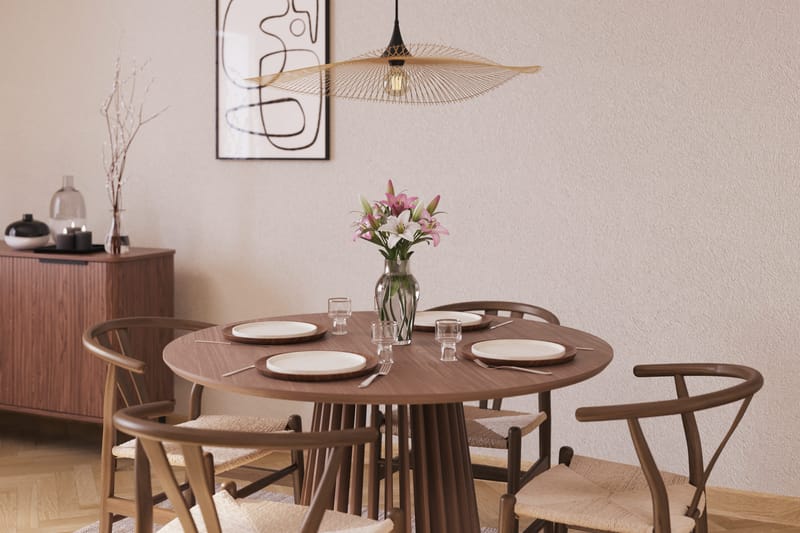 Gontas Ruokailuryhmä 120 cm Pyöreä ja 4 Dastoori Tuolia - Pähkinä - Huonekalut - Pöytä & ruokailuryhmä - Ruokailuryhmä