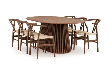 Gontas Ruokailuryhmä 200 cm Ovaali ja 6 Dastoori Tuolia