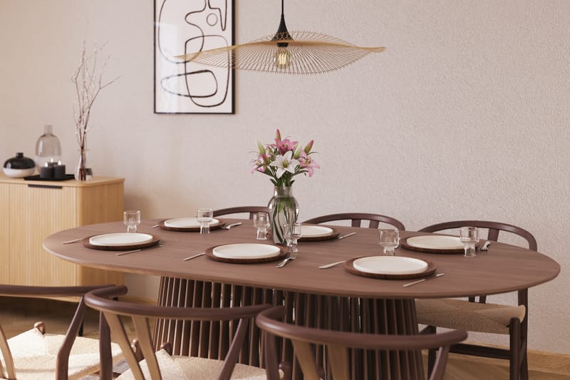 Gontas Ruokailuryhmä 200 cm Ovaali ja 6 Dastoori Tuolia - Pähkinä - Huonekalut - Pöytä & ruokailuryhmä - Ruokailuryhmä