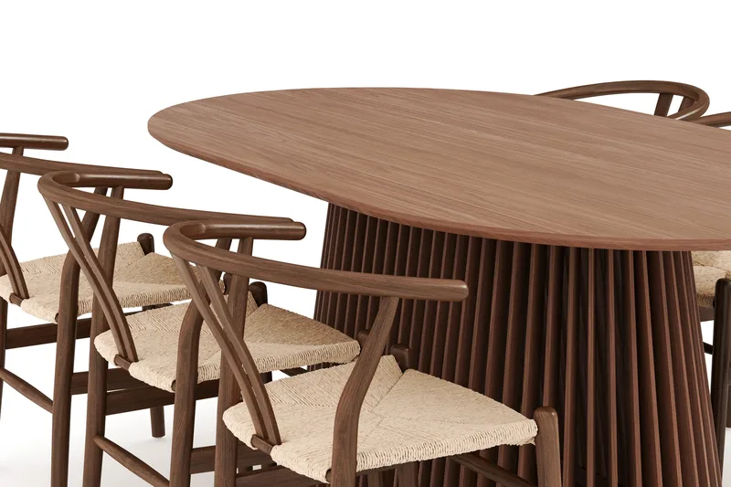 Gontas Ruokailuryhmä 200 cm Ovaali ja 6 Dastoori Tuolia - Pähkinä - Huonekalut - Pöytä & ruokailuryhmä - Ruokailuryhmä