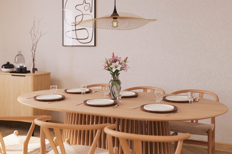 Gontas Ruokailuryhmä 200 cm Ovaali Tammi ja 6 Dastoori Tuolia - Luonnonvärinen - Huonekalut - Pöytä & ruokailuryhmä - Ruokailuryhmä