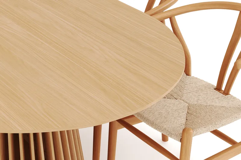 Gontas Ruokailuryhmä 200 cm Ovaali Tammi ja 6 Dastoori Tuolia - Luonnonvärinen - Huonekalut - Pöytä & ruokailuryhmä - Ruokailuryhmä