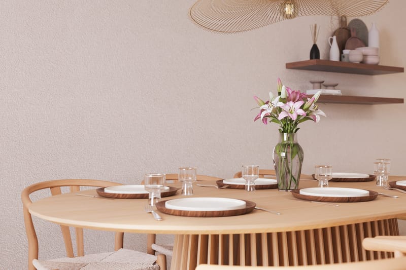 Gontas Ruokailuryhmä 200 cm Ovaali Tammi ja 6 Dastoori Tuolia - Luonnonvärinen - Huonekalut - Pöytä & ruokailuryhmä - Ruokailuryhmä