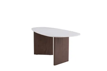 Grönvik epäsymmetrinen ruokapöytä 180 cm pähkinäpuun ja betonin näköisellä pinnalla - Beige - Huonekalut - Pöytä & ruokailuryhmä - Ruokapöydät & keittiön pöydät