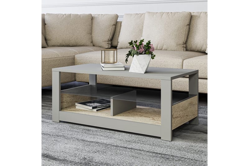 Griselda Soffapöytä 90 cm - Harmaa/Travertiini - Huonekalut - Pöytä & ruokailuryhmä - Sohvapöytä