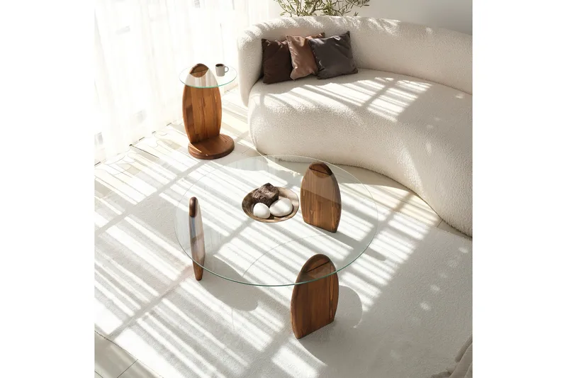 Guinn Soffapöytä 90 cm - Ruskea/Läpinäkyvä - Huonekalut - Pöytä & ruokailuryhmä - Sohvapöytä