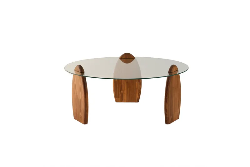 Guinn Soffapöytä 90 cm, Ruskea/Läpinäkyvä