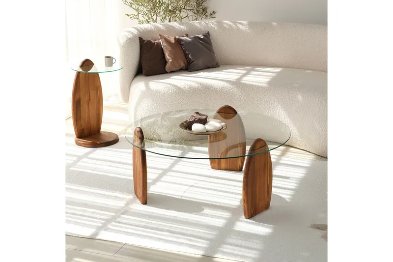 Guinn Soffapöytä 90 cm - Ruskea/Läpinäkyvä - Huonekalut - Pöytä & ruokailuryhmä - Sohvapöytä