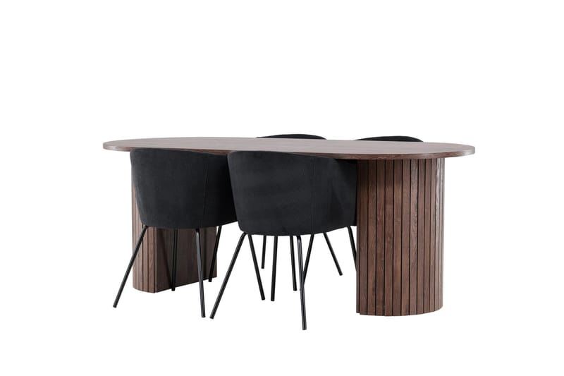 Härön Ruokailuryhmä 200 cm Soikea jossa 4 Berit tuolia - Mokka/Musta - Huonekalut - Pöytä & ruokailuryhmä - Ruokailuryhmä