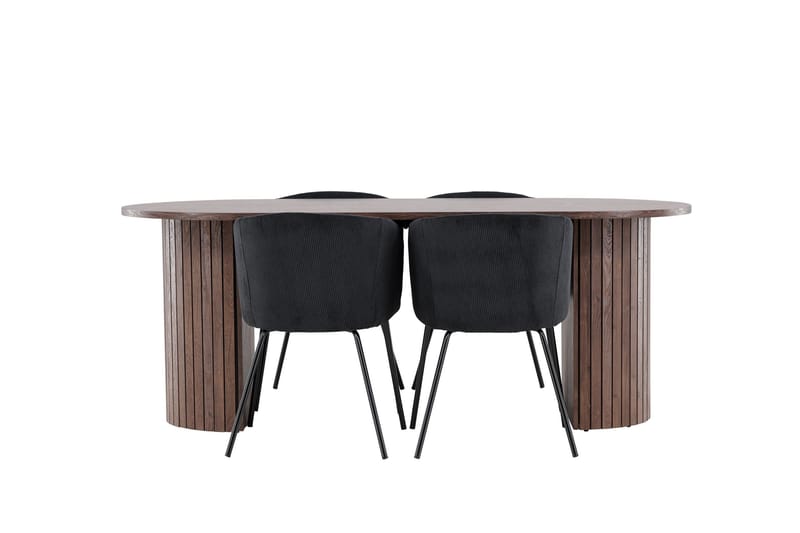 Härön Ruokailuryhmä 200 cm Soikea jossa 4 Berit tuolia - Mokka/Musta - Huonekalut - Pöytä & ruokailuryhmä - Ruokailuryhmä