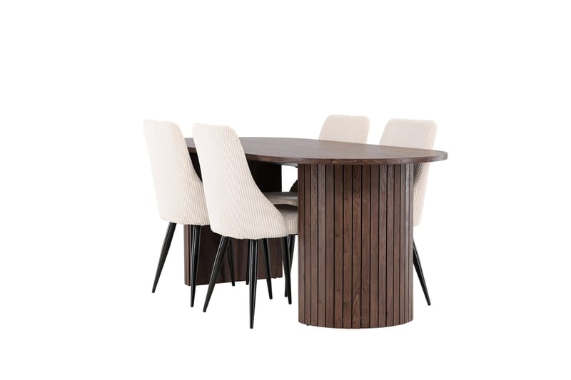 Härön Ruokailuryhmä 200 cm Soikea jossa 4 Leone tuolia - Mokka/Beige - Huonekalut - Pöytä & ruokailuryhmä - Ruokailuryhmä