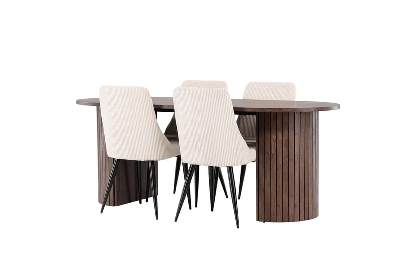 Härön Ruokailuryhmä 200 cm Soikea jossa 4 Leone tuolia - Mokka/Beige - Huonekalut - Pöytä & ruokailuryhmä - Ruokailuryhmä