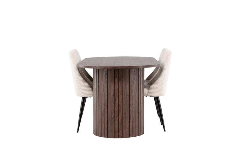 Härön Ruokailuryhmä 200 cm Soikea jossa 4 Leone tuolia - Mokka/Beige - Huonekalut - Pöytä & ruokailuryhmä - Ruokailuryhmä