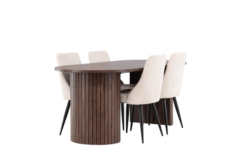 Härön Ruokailuryhmä 200 cm Soikea jossa 4 Leone tuolia - Mokka/Beige - Huonekalut - Pöytä & ruokailuryhmä - Ruokailuryhmä